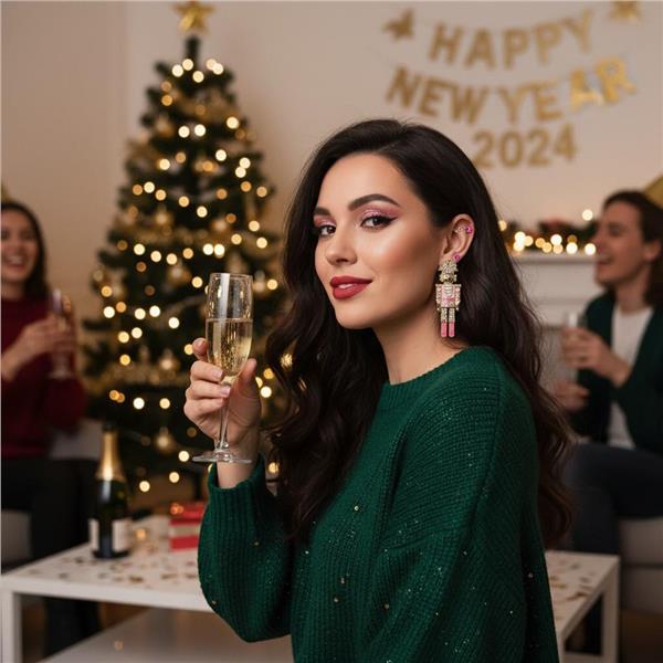 Valery Pembe Kurşun Asker Figürlü Küpe